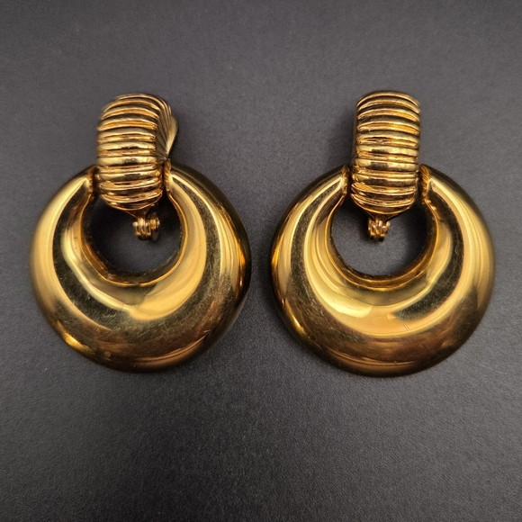 Monet Gold Double Hoop Earrings - Picture 4 of 5